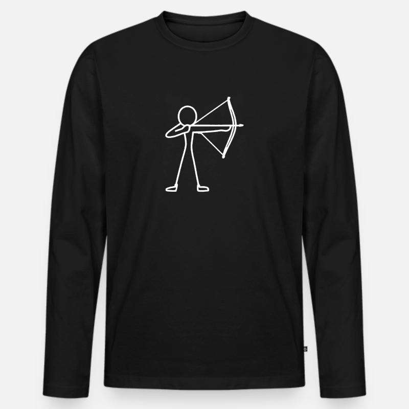 Strichmännchen Bogen Bogenschießen Bogenschütze - Männer Premium Bio Langarmshirt - Schwarz