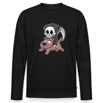 Grim Reaper Dog - Men's Premium Organic Long Sleeve Shirt - black - Front - Nico (187cm)