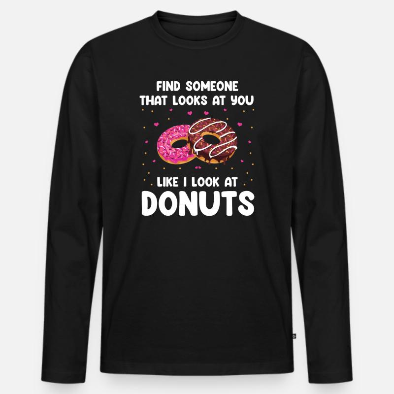 Donuts Love Design - Männer Premium Bio Langarmshirt - Schwarz