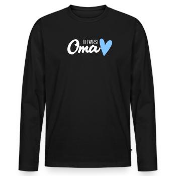 Oma Geschenk - Du wirst Oma - werdende Oma - Männer Premium Bio Langarmshirt - Schwarz - Vorne - Nico (187cm)