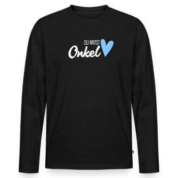 Onkel Geschenk - Du wirst Onkel - Männer Premium Bio Langarmshirt - Schwarz - Vorne - Nico (187cm)