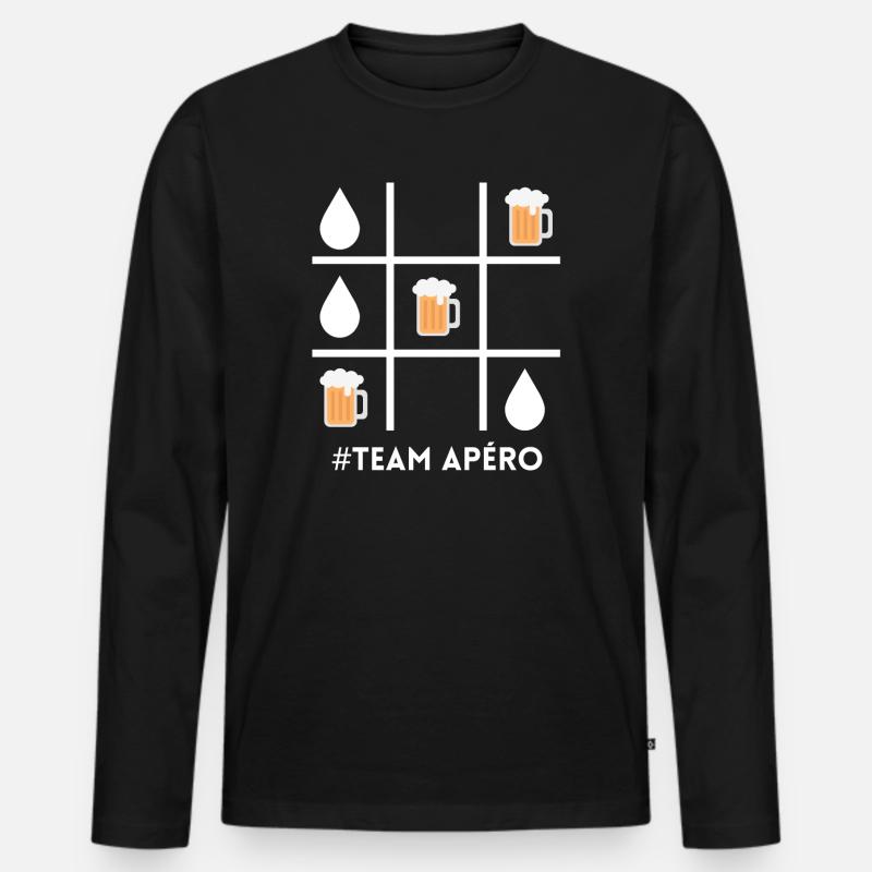 Apéro-Team, Bier, Bierfan - Männer Premium Bio Langarmshirt - Schwarz