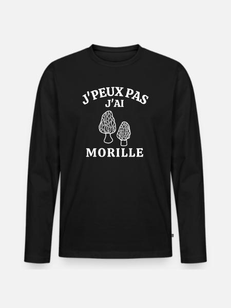 ramasseur de champignons, morille, champignon - T-shirt manches longues Premium bio Homme - noir