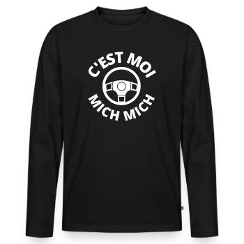 c'est moi mich mich, auto école - T-shirt manches longues Premium bio Homme - noir - Devant - Nico (187cm)