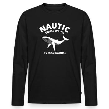 whale, orca, blue whale, whale - Men's Premium Organic Long Sleeve Shirt - black - Front - Nico (187cm)