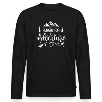 Hungry for Adventure - Men's Premium Organic Long Sleeve Shirt - black - Front - Nico (187cm)