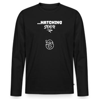 Déclaration de grossesse Grossesse Bébé - T-shirt manches longues Premium bio Homme - noir - Devant - Nico (187cm)