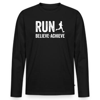 Marathon - Courir. Croire. Accomplir. - T-shirt manches longues Premium bio Homme - noir - Devant - Nico (187cm)