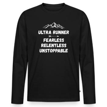 Ultra Runner - Intrépide. Implacable. Imparable. - T-shirt manches longues Premium bio Homme - noir - Devant - Nico (187cm)