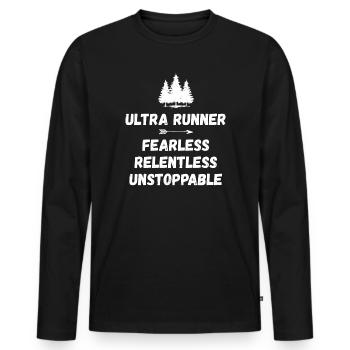 Ultra Runnner - Intrépide. Implacable. Imparable. - T-shirt manches longues Premium bio Homme - noir - Devant - Nico (187cm)