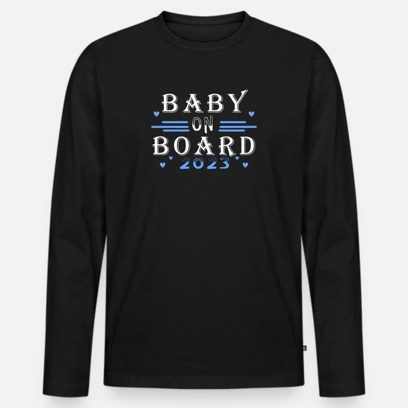 Schwanger 2023 - Männer Premium Bio Langarmshirt - Schwarz
