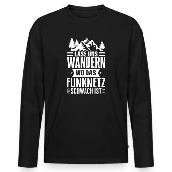 Wanderlust Netzlos im Funkloch - Männer Premium Bio Langarmshirt - Schwarz - Vorne - Nico (187cm)
