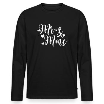 Mr And Mme personnalisable love script - T-shirt manches longues Premium bio Homme - noir - Devant - Nico (187cm)
