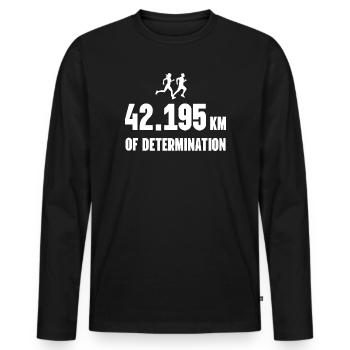 Marathon - 42,195 km Entschlossenheit - Männer Premium Bio Langarmshirt - Schwarz - Vorne - Nico (187cm)