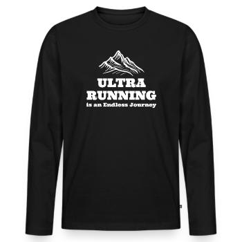 Ultra-Laufen ist eine endlose Reise - Männer Premium Bio Langarmshirt - Schwarz - Vorne - Nico (187cm)