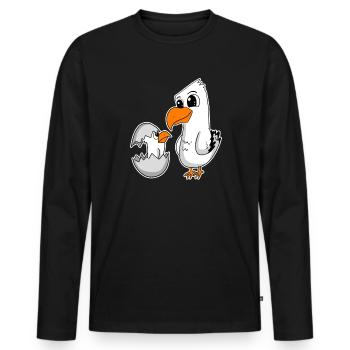 Famille de mouettes - mouette avec bébé - T-shirt manches longues Premium bio Homme - noir - Devant - Nico (187cm)