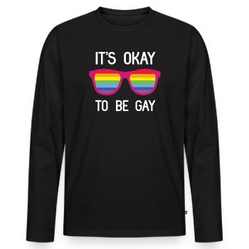 Mois de la fierté - C’est normal d’être gay - T-shirt manches longues Premium bio Homme - noir - Devant - Nico (187cm)