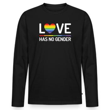 Pride Month - Love Has No Gender - Men's Premium Organic Long Sleeve Shirt - black - Front - Nico (187cm)