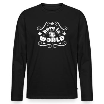 Voici le monde - T-shirt manches longues Premium bio Homme - noir - Devant - Nico (187cm)