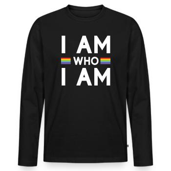 Mois de la fierté - Je suis qui je suis - LGBTQ+ - T-shirt manches longues Premium bio Homme - noir - Devant - Nico (187cm)