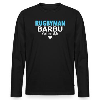 RUGBYMAN BARBU - Style de Rugby Authentique - T-shirt manches longues Premium bio Homme - noir - Devant - Nico (187cm)