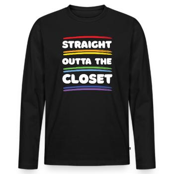Pride Month - Straight Outta The Closet - Men's Premium Organic Long Sleeve Shirt - black - Front - Nico (187cm)