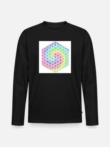 Livets blomst - 5. dimension - Mandala - kærlighed - Premium økologisk langærmet T-shirt til mænd - sort