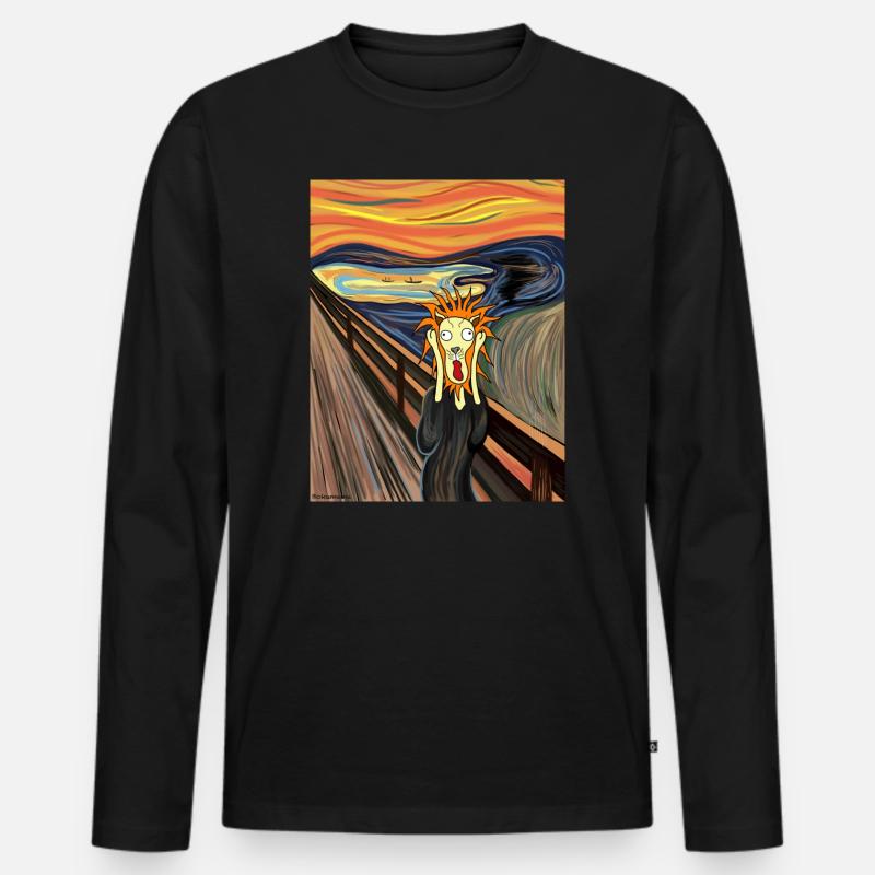 Schrei! Ein lustiger Löwe - Männer Premium Bio Langarmshirt - Schwarz
