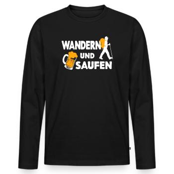 Wanderer Statement Naturerlebnis Wandern Trekking - Männer Premium Bio Langarmshirt - Schwarz - Vorne - Nico (187cm)