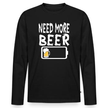 Batterie faible Besoin de plus de bière - T-shirt manches longues Premium bio Homme - noir - Devant - Nico (187cm)