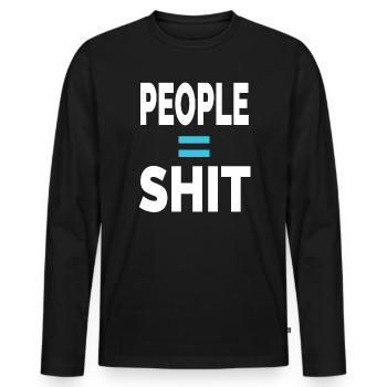 PEOPLE = SHIT - Men's Premium Organic Long Sleeve Shirt - black - Front - Nico (187cm)