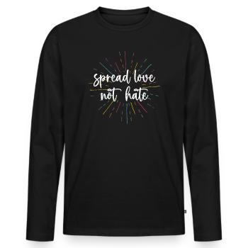 Pride Month - Spread Love Not Hate - Men's Premium Organic Long Sleeve Shirt - black - Front - Nico (187cm)