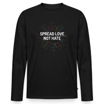 Pride Month - Spread Love Not Hate - Men's Premium Organic Long Sleeve Shirt - black - Front - Nico (187cm)