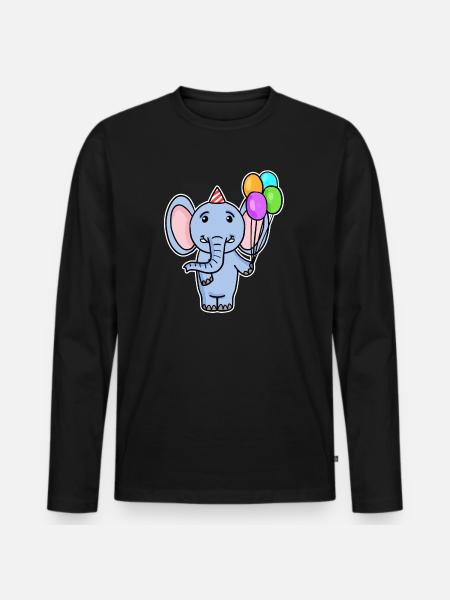 Ballon d’anniversaire d’éléphant - T-shirt manches longues Premium bio Homme - noir