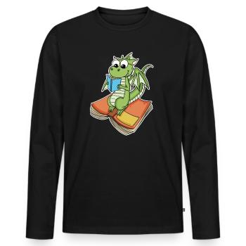 Bücher Drache Drachen - Männer Premium Bio Langarmshirt - Schwarz - Vorne - Nico (187cm)
