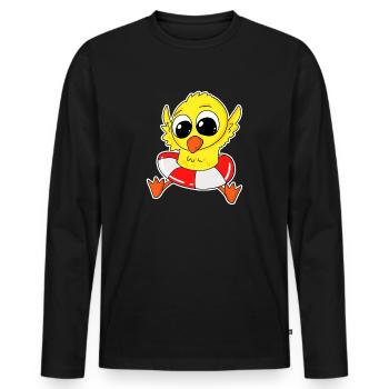 Ente Badeente Baden - Männer Premium Bio Langarmshirt - Schwarz - Vorne - Nico (187cm)