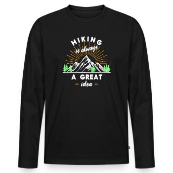 Glacier Mountains Hiking Statement Wanderer Nature - Men's Premium Organic Long Sleeve Shirt - black - Front - Nico (187cm)