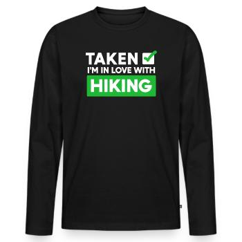 Hiker Statement Hike Hiking Mountain Hiking - Men's Premium Organic Long Sleeve Shirt - black - Front - Nico (187cm)