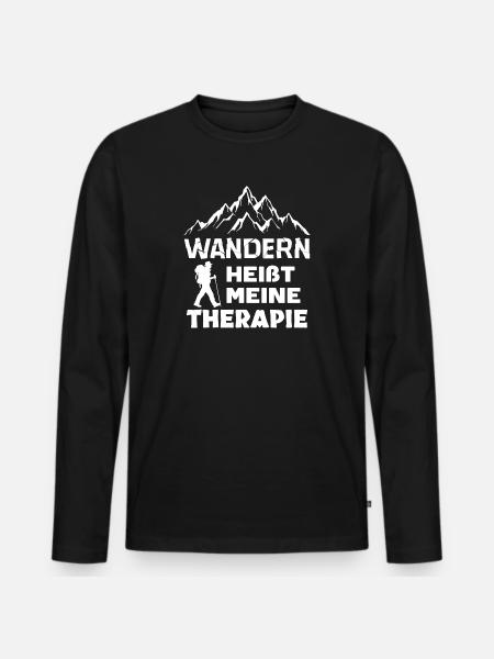 Wandern Bergsteigen Statement Wanderung Wanderer - Männer Premium Bio Langarmshirt - Schwarz