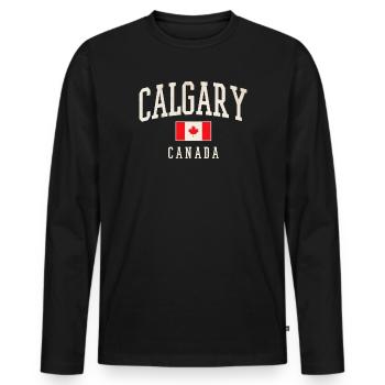 Calgary Kanada Vintage - Männer Premium Bio Langarmshirt - Schwarz - Vorne - Nico (187cm)