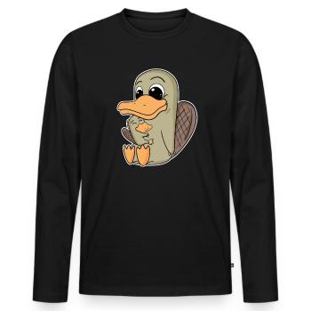 Platypus family - platypus with baby - Men's Premium Organic Long Sleeve Shirt - black - Front - Nico (187cm)
