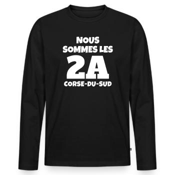 Corse, Corse-du-sud, je suis Corse, Ajaccio - T-shirt manches longues Premium bio Homme - noir - Devant - Nico (187cm)