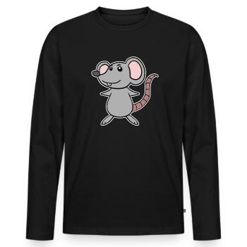 Mouse Cartoon - Men's Premium Organic Long Sleeve Shirt - black - Front - Nico (187cm)