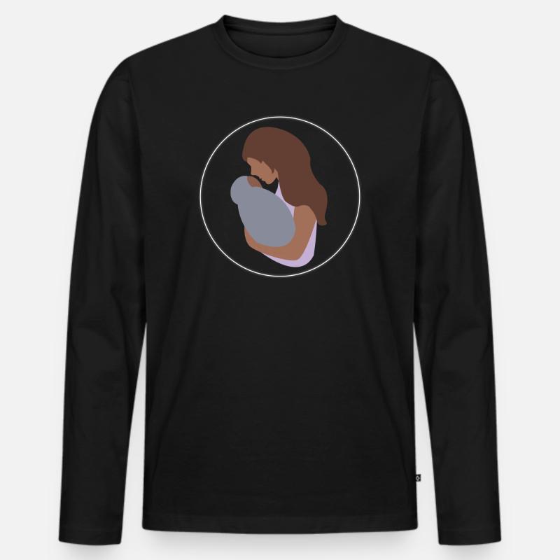 Mama und Kind - Männer Premium Bio Langarmshirt - Schwarz