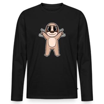 Sloth Dumbbell Training Strength Training Fitness - T-shirt manches longues Premium bio Homme - noir - Devant - Nico (187cm)