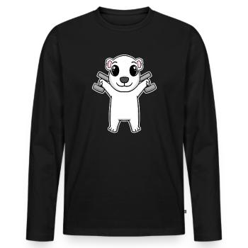 Polar Bear Dumbbell Training Strength Training Fitness - T-shirt manches longues Premium bio Homme - noir - Devant - Nico (187cm)