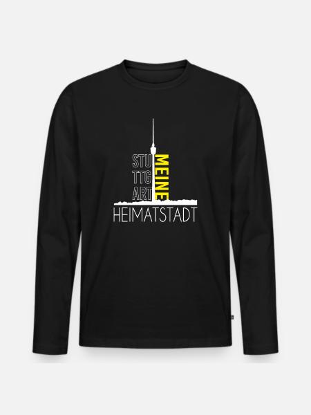 Stuttgart meine Heimatstadt - Männer Premium Bio Langarmshirt - Schwarz
