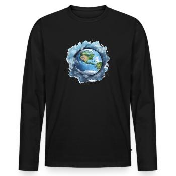 Erde - Männer Premium Bio Langarmshirt - Schwarz - Vorne - Nico (187cm)
