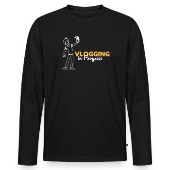 Vlogging im Gange - Männer Premium Bio Langarmshirt - Schwarz - Vorne - Nico (187cm)
