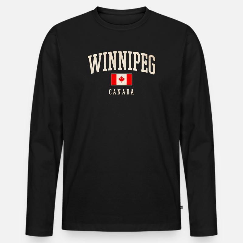 Winnipeg Canada Retro Varsity - Männer Premium Bio Langarmshirt - Schwarz